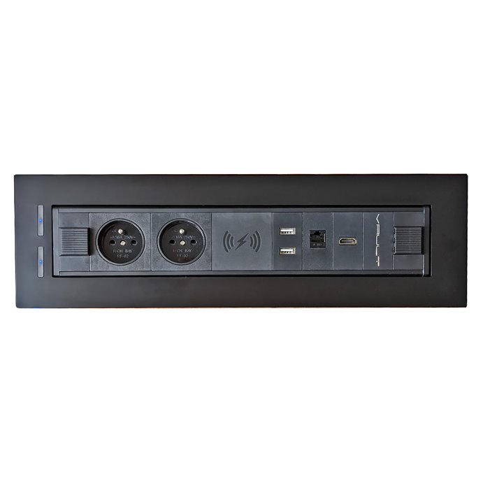 Mediaport obrotowy 2x 230V+ 2x RJ45+ USB + VGA + HDMI + 2xAudio + 2xUSB ładowarka, VAULT